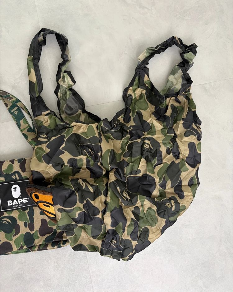 BAPE 2 In 1 Green Camo Mini Tote Bag With Baby Milo Shopping Bag - (NEW) image 3