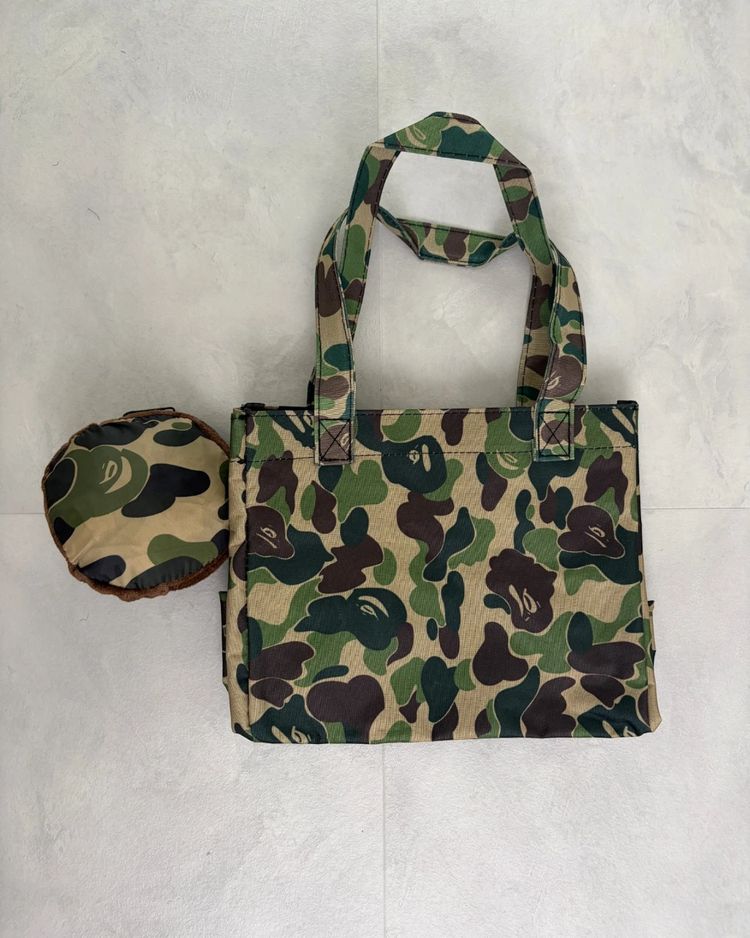 BAPE 2 In 1 Green Camo Mini Tote Bag With Baby Milo Shopping Bag - (NEW) image 4
