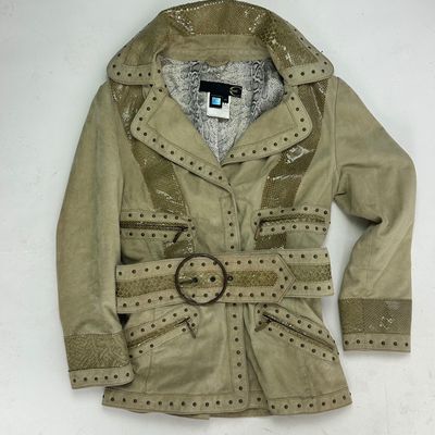 Roberto cavalli suede jacket with buckle