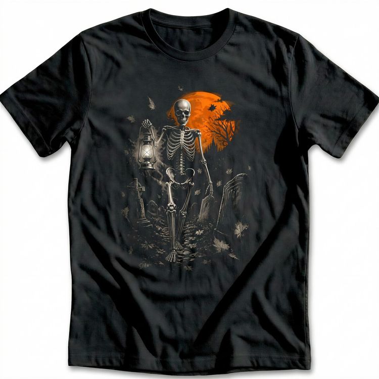Skeleton Graveyard Orange T-Shirt EU 3