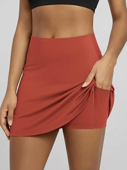 Rust Red Athletic Skort With Side Pocket image 1