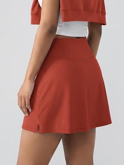 Rust Red Athletic Skort With Side Pocket image 4