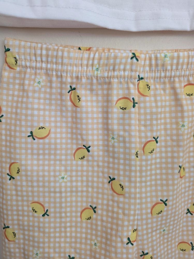 🍋 Shein Toddler Girls White Lemon Graphic T-Shirt & Gingham Shorts Set (18-24 Months) image 5