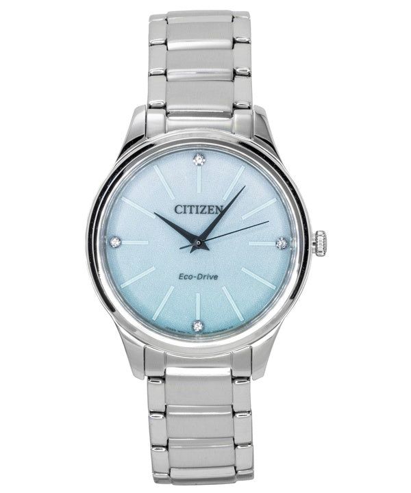 Citizen Eco-Drive Analog Stainless Steel Ice Blue Dial Solar EM1220-58Y Women's Watch obraz 1