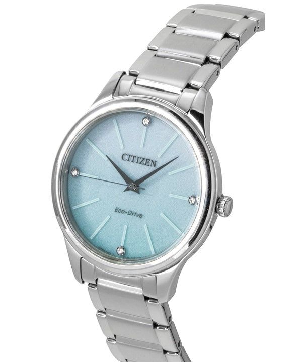 Citizen Eco-Drive Analog Stainless Steel Ice Blue Dial Solar EM1220-58Y Women's Watch obraz 2