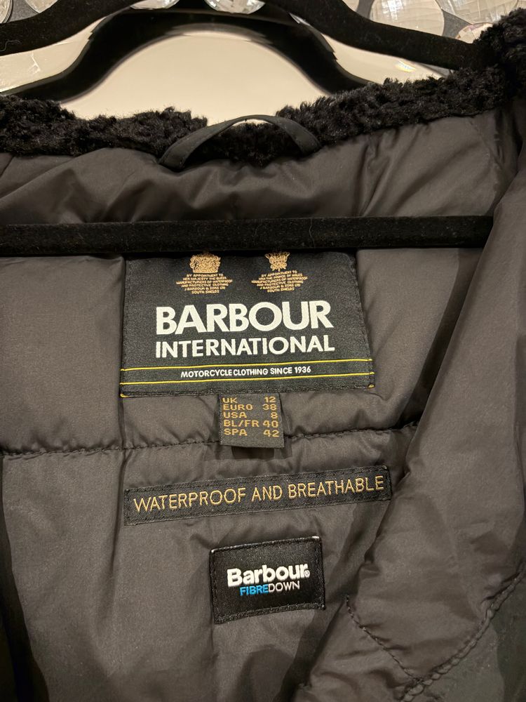 Barbour International Fibredown Waterproof Long Parka Coat Women’s UK 12 Black NWOT image 4