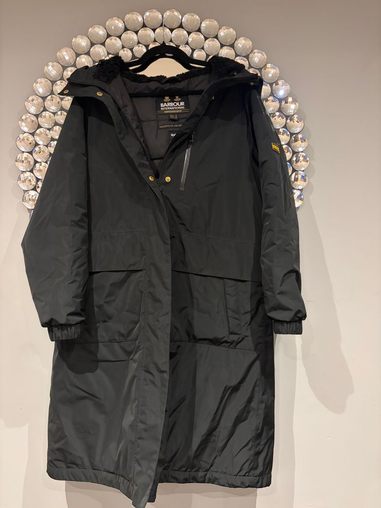 Barbour International Fibredown Waterproof Long Parka Coat Women’s UK 12 Black NWOT image 3