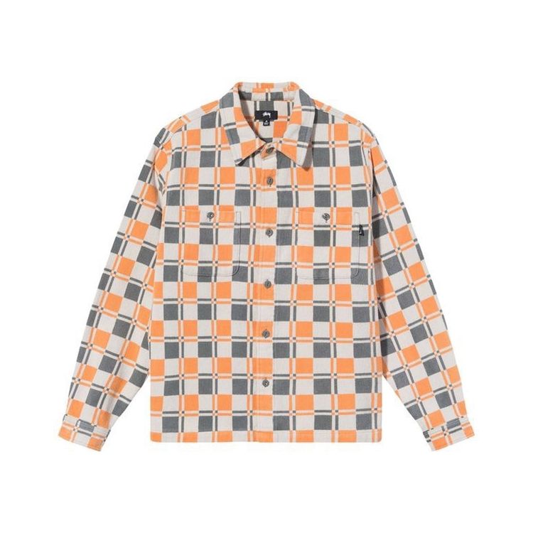 Stüssy Brent Plaid Long-Sleeve Shirt 'Tan' image 1