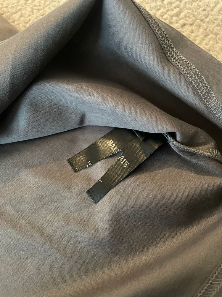 Balmain Grey T-Shirt With White Graphic Print 7