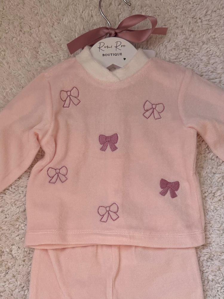 Pink Baby Outfit With Bow Embroidery obraz 2