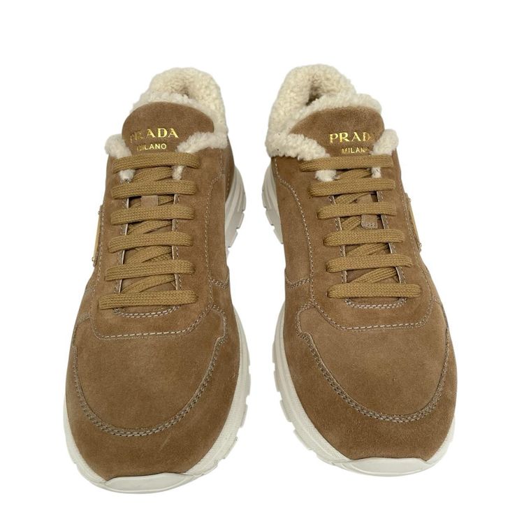 Immagine di Prada Prax Suede Trainers with Shearling Lining UK 9 4