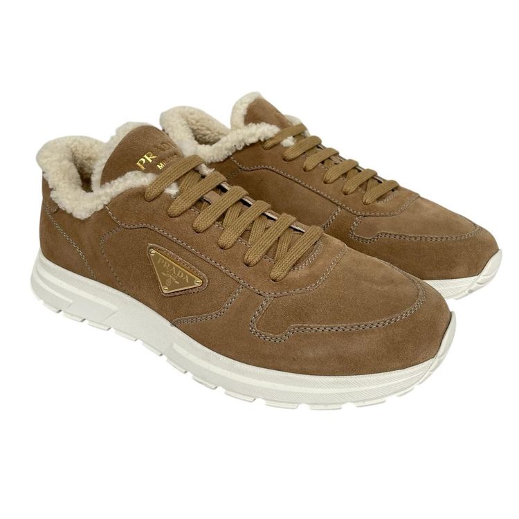Immagine di Prada Prax Suede Trainers with Shearling Lining UK 9 5