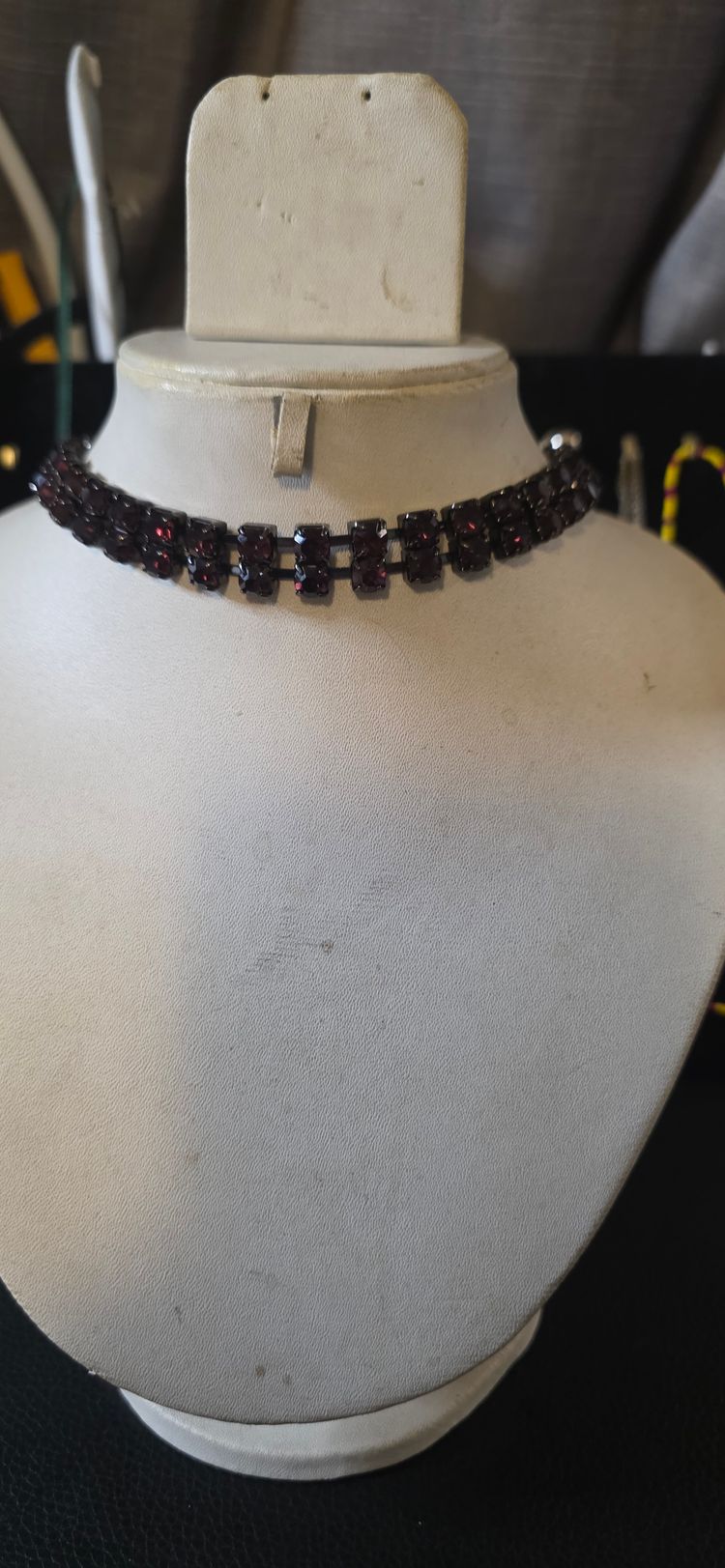 Black And Red Stone Choker Necklace