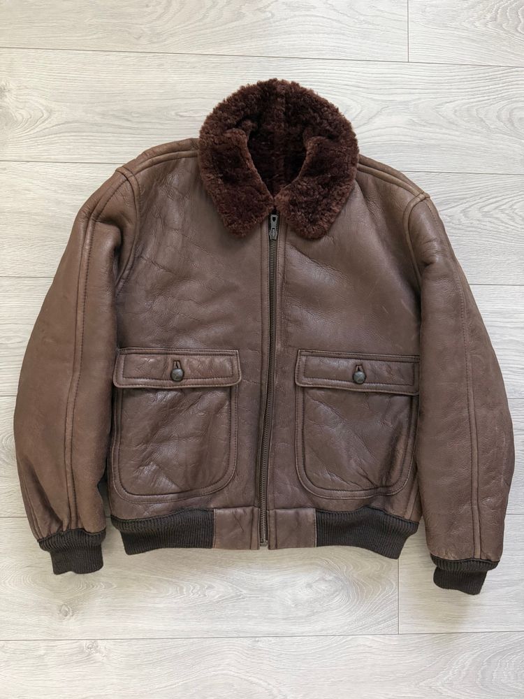 Emporio Armani 1980s Shearling Leather Bomber Jacket - Size M imagen 3