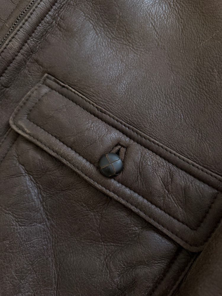 Emporio Armani 1980s Shearling Leather Bomber Jacket - Size M imagen 7