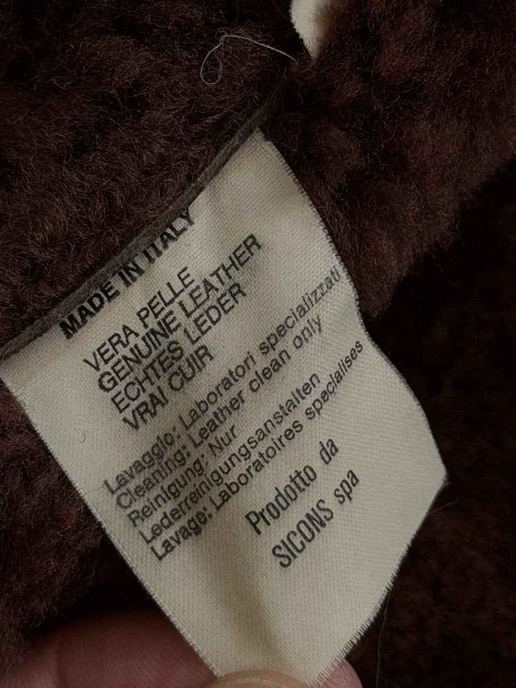 Emporio Armani 1980s Shearling Leather Bomber Jacket - Size M imagen 5