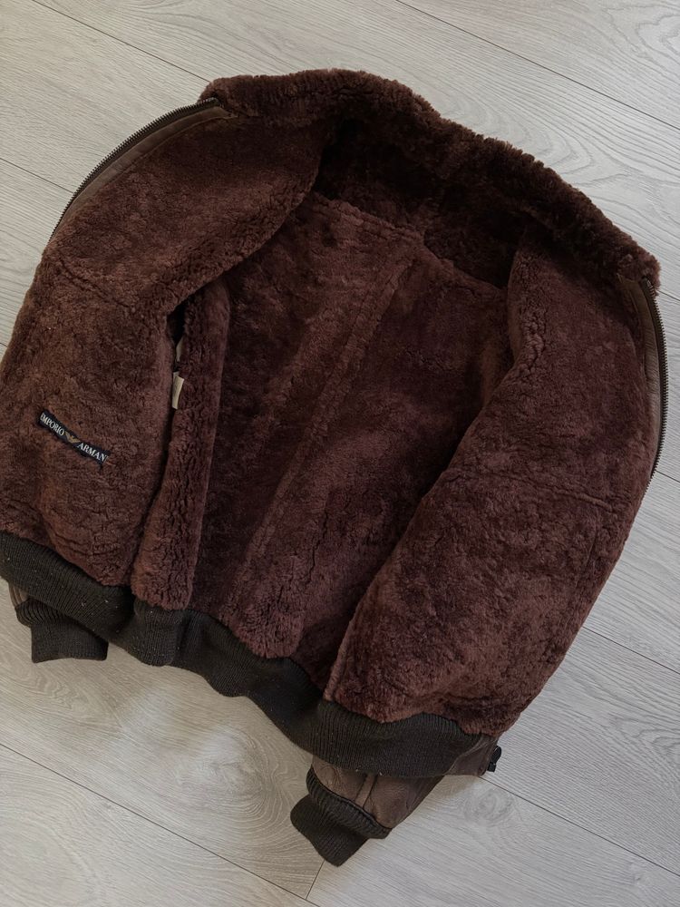 Emporio Armani 1980s Shearling Leather Bomber Jacket - Size M imagen 13