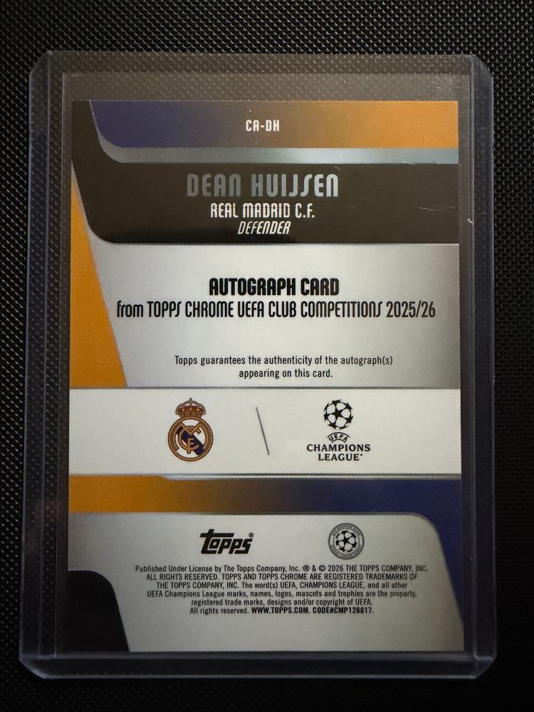 Dean Huijsen Auto /250 Pink Topps Chrome 2025-26 Real Madrid imagen 2