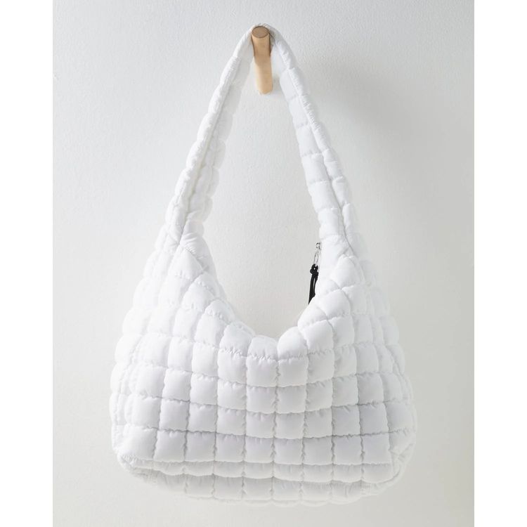 White Quilted Shoulder Bag image 1