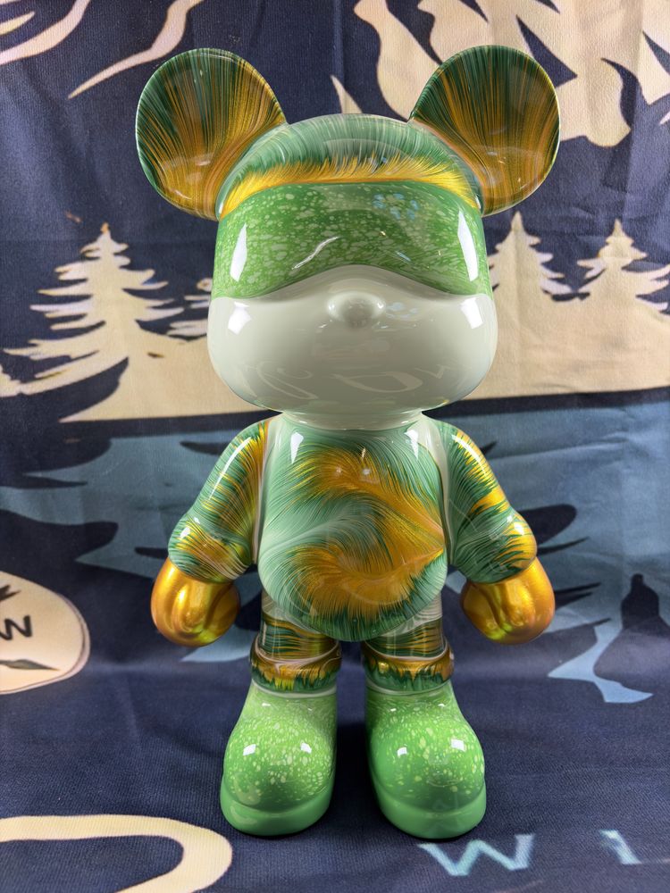 Green And Gold Collectible Bear Figure