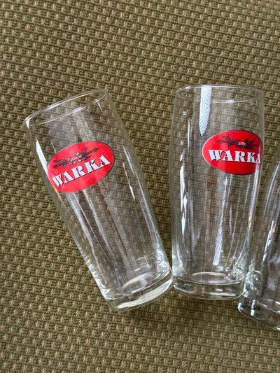 Clear Drinking Glasses With Red Warka 5zł za sztkę