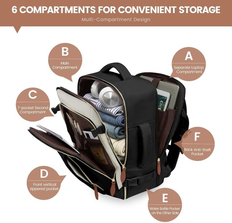 Black And Brown Multi-Compartment Backpack 2