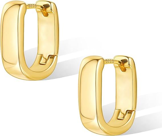 Gold Rectangular Hoop Earrings 2