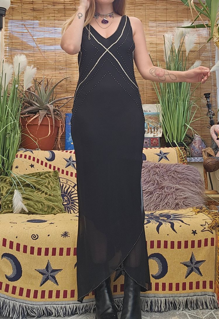 Y2K Asymmetrical Beaded Dress imagen 2