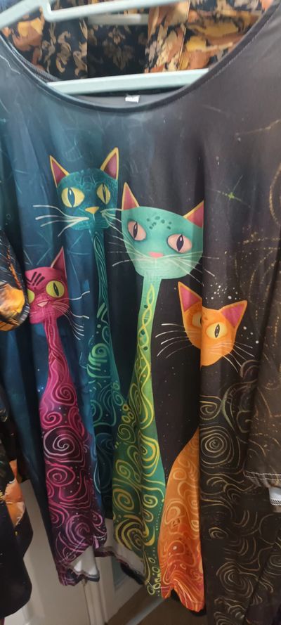 Colorful Cat Print Dress