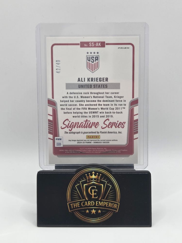 Ali Krieger (USA) 42/49 Autographed Card Donruss Soccer 2024-2025 image 2