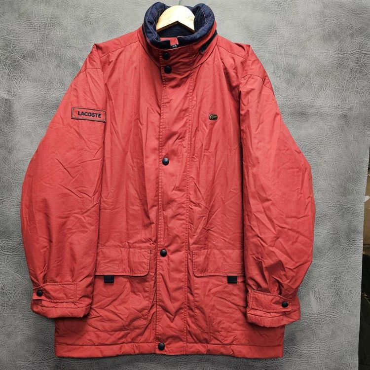 Vintage Lacoste Jacket hooded coat Large L Red with hood men image 1