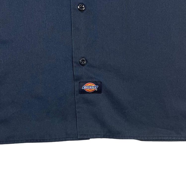 Dickies Workwear Navy Short Sleeve Button Up Embroidered Shirt Large 4
