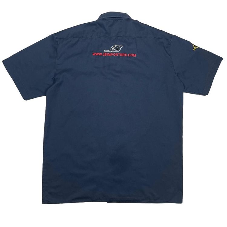 Dickies Workwear Navy Short Sleeve Button Up Embroidered Shirt Large 6