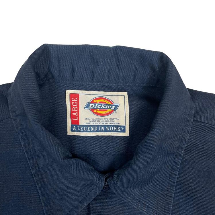 Dickies Workwear Navy Short Sleeve Button Up Embroidered Shirt Large 3