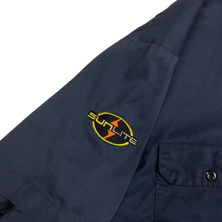 Dickies Workwear Navy Short Sleeve Button Up Embroidered Shirt Large 5