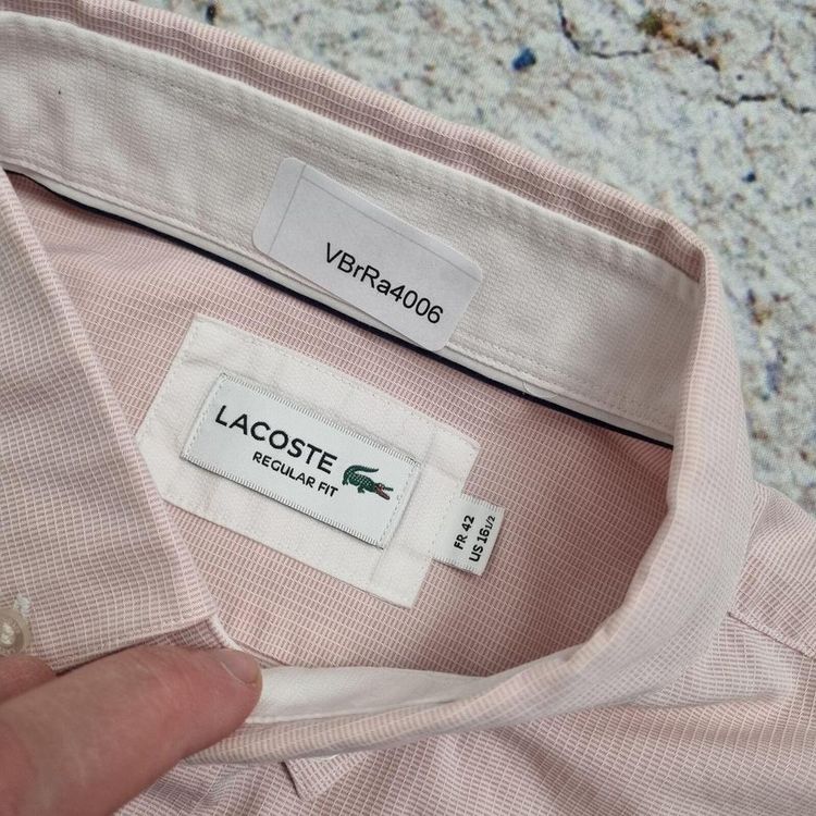 Lacoste OXFORD SHIRT REGULAR FIT PLAIN - Pink - Size 16.5 image 3