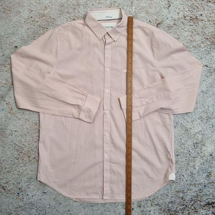 Lacoste OXFORD SHIRT REGULAR FIT PLAIN - Pink - Size 16.5 image 4