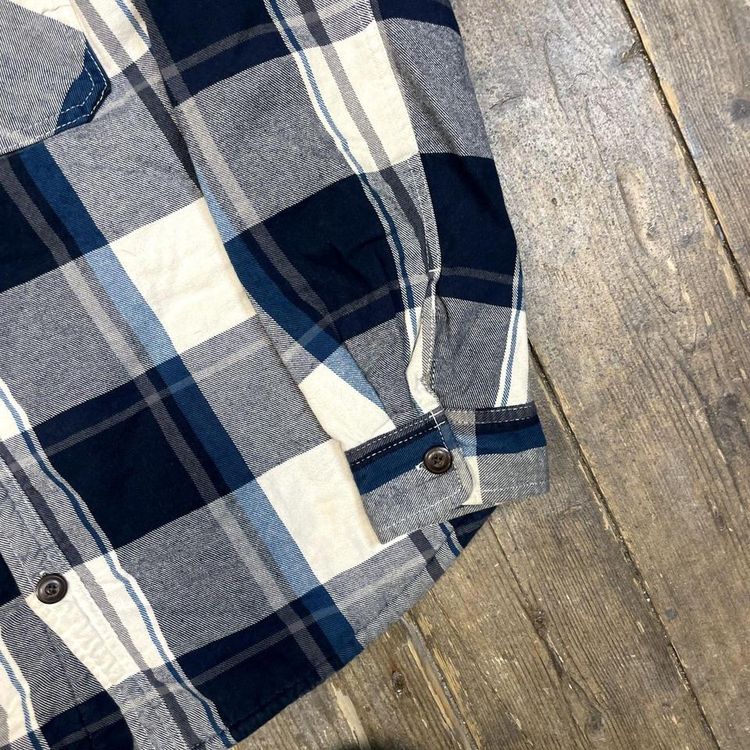 Vintage Over Shirt Check Sherpa Lined Workwear Jacket, Navy, Mens Large 5