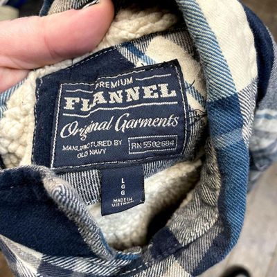 Vintage Over Shirt Check Sherpa Lined Workwear Jacket, Navy, Mens Large 8