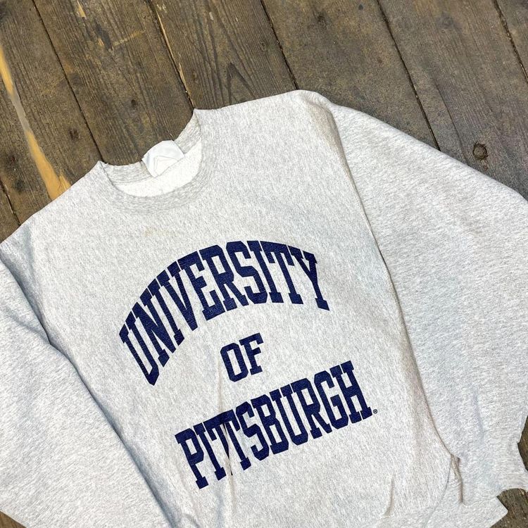 Lee Sweatshirt Pittsburgh College Reverse Weave 90s Vintage USA, Grey Mens Large 3