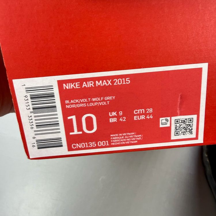 Nike Air Max 2015 Size UK 9 Black Wolf Grey Running Men's Trainers CN0135-001 obraz 5
