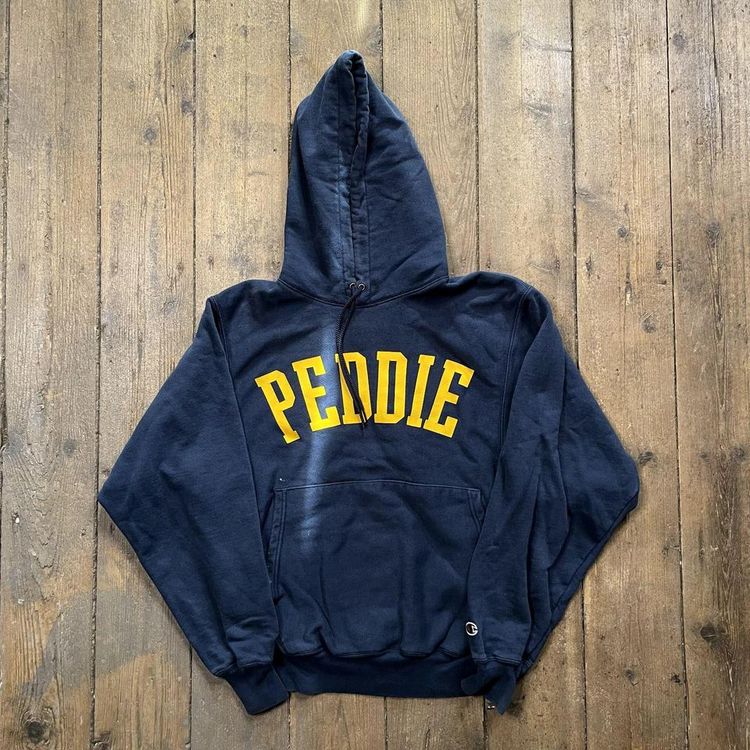 Champion Reverse Weave Hoodie College Sports Sweatshirt, Navy, Mens Small