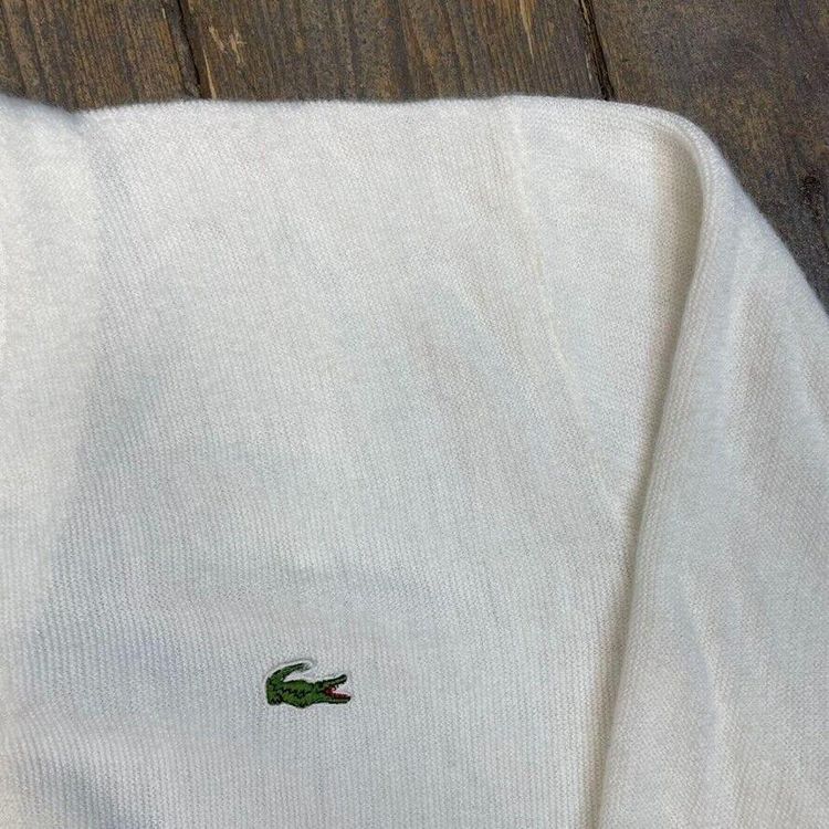 Immagine di Lacoste Jumper Knit 90s Vintage USA Acrylic Cardigan, White, Mens Large 7