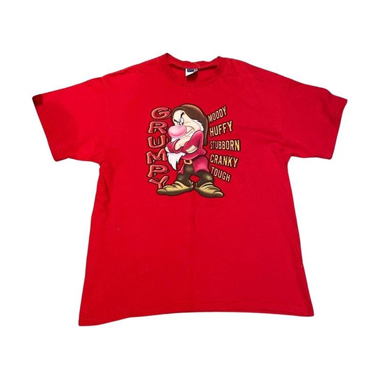 Red Disney Grumpy Dwarf graphic t-shirt large