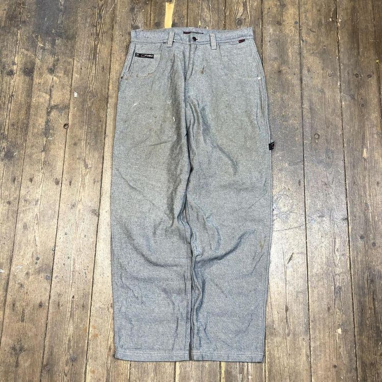 Fubu Jeans Skater Carpenter USA Y2K Vintage Denim Pants, Grey, Mens 34