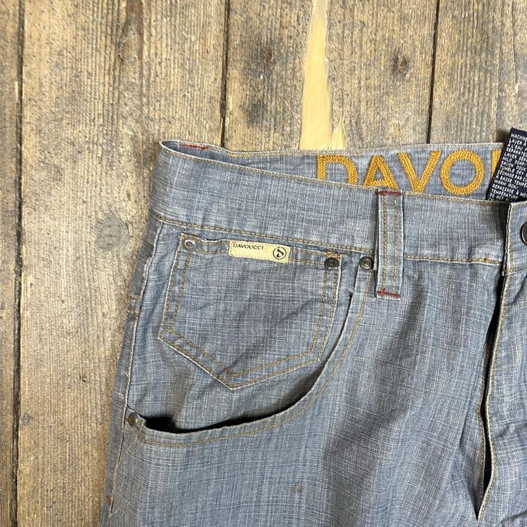 Davoucci Jeans Denim Y2K Hip Hop Embroidered Baggy Trousers, Blue, Mens 38 5