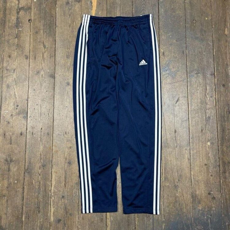 Adidas Track Pants Vintage Y2K Straight Leg Sports Joggers, Navy, Mens XL