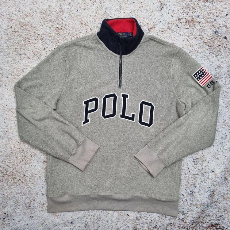 Polo Ralph Lauren 1/2 Zip POLO Fleece Pullover Jacket Size M Grey