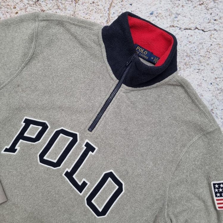 Polo Ralph Lauren 1/2 Zip POLO Fleece Pullover Jacket Size M Grey 2