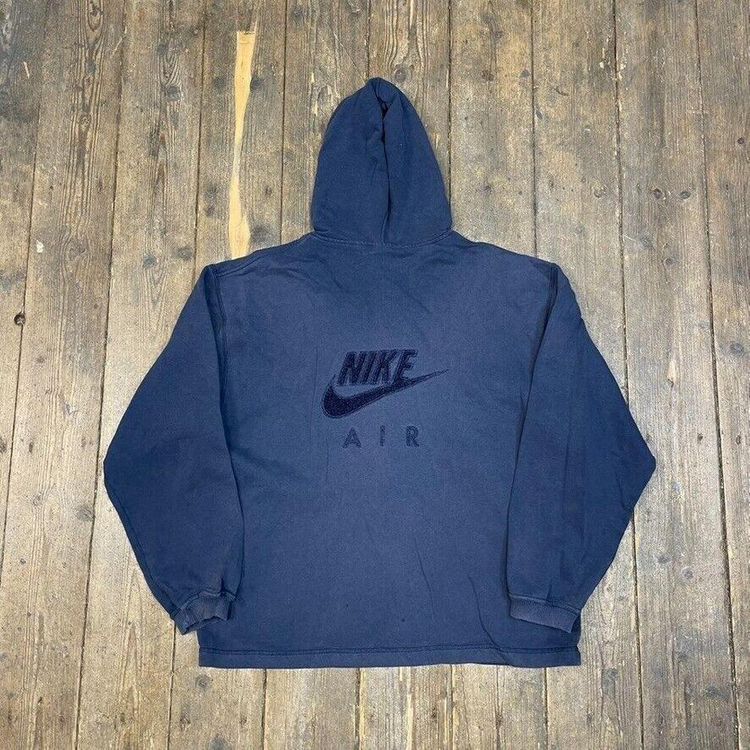 Nike Air Hoodie 100% Cotton 90's Full Zip Sports Sweatshirt, Blue, Mens Medium 7